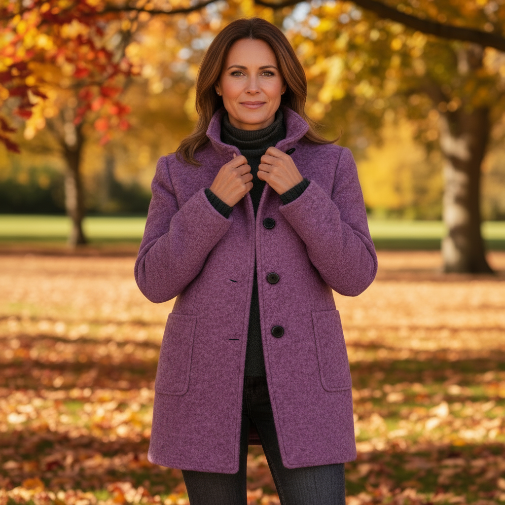 LIDIA | Kurtka z wysokim kołnierzem z mieszanki wełny